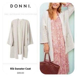 NWT Donni OS Sandwash Ribbed Cardigan sweater coat